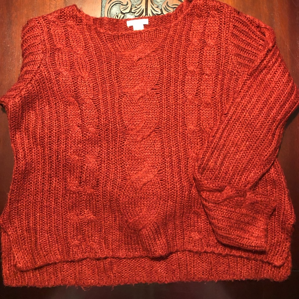 Red crop sweater